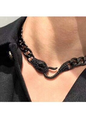 Necklace Snake Hook Choker Wrap Serpent Stylish Bold Statement Trendy Edgy Rock